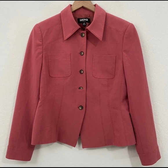 Kasper Vintage Women’s 10P Pink Button front Collared Career Blazer Jacket - Picture 3 of 7